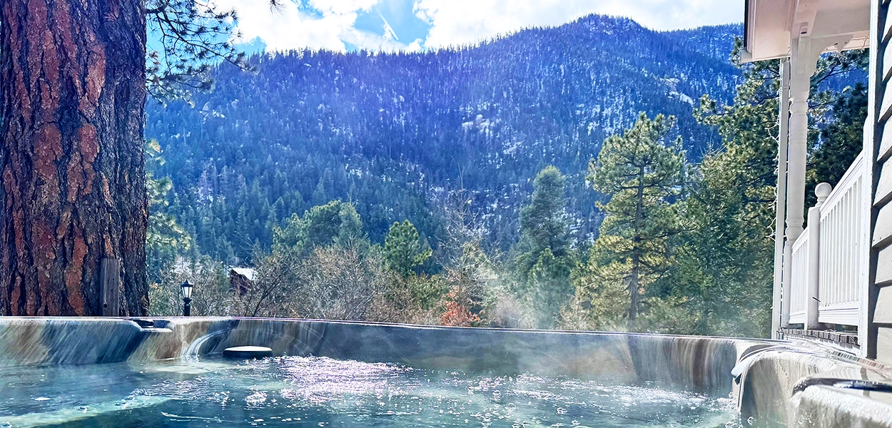 View of the mountains from the hot tub